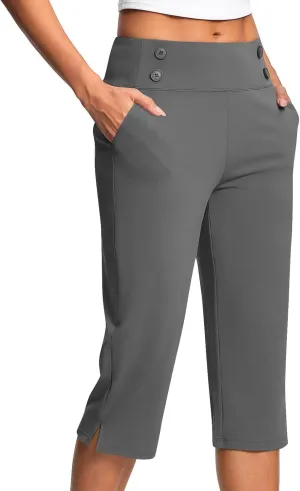 Capri Pants for Women High Waist Stretch Crop Work Casual Pant Summer Golf Capris Pants for Women with Pockets