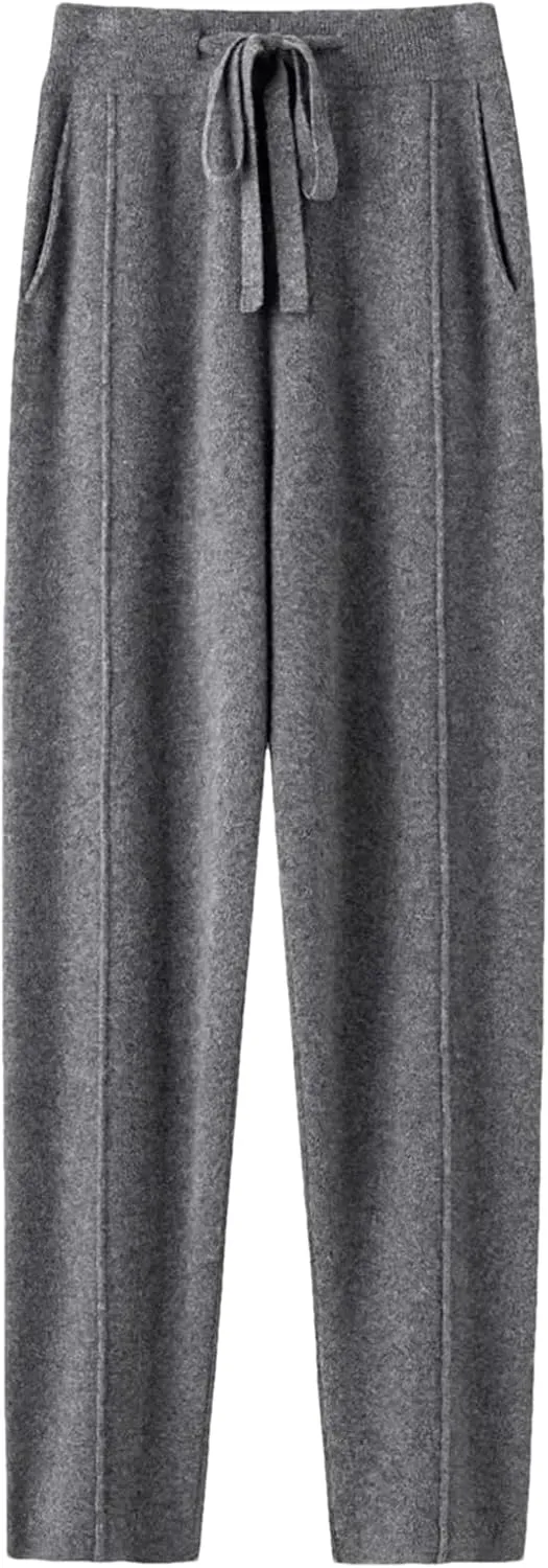 Cashmere Sweatpants Women High Waisted Drawstring Pants Casual Knitted Harem Pants