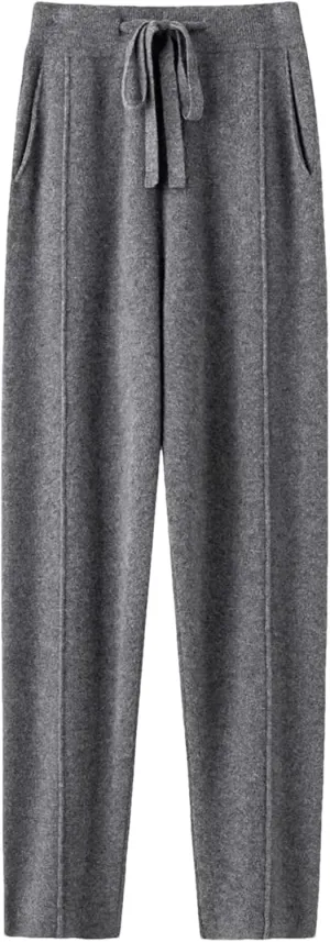 Cashmere Sweatpants Women High Waisted Drawstring Pants Casual Knitted Harem Pants