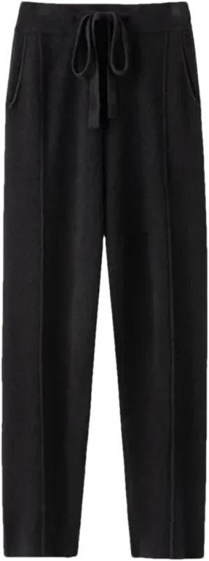 Cashmere Sweatpants Women High Waisted Drawstring Pants Casual Knitted Harem Pants
