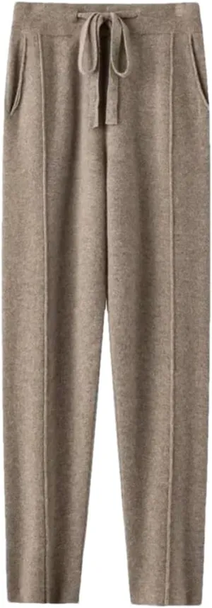 Cashmere Sweatpants Women High Waisted Drawstring Pants Casual Knitted Harem Pants
