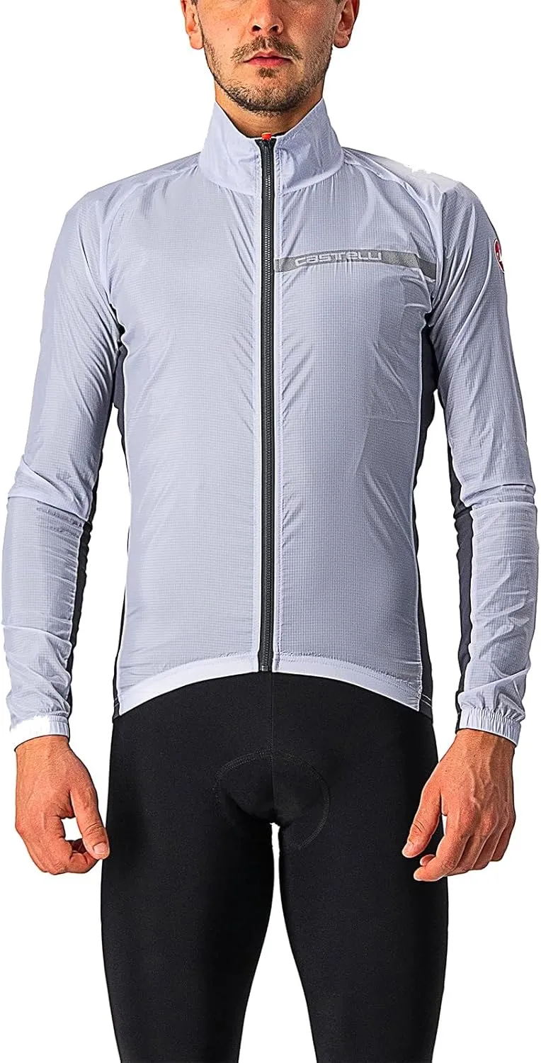 CASTELLI Men's Squadra Stretch Jacket, Windproof Zip Up Shell with High Collar for Road and Gravel Biking I Cycling - Silver Gray/Dark Gray - 3X-Large