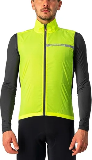 CASTELLI Men's Squadra Stretch Vest, Windproof Full Lenth Zip Shell with High Collar for Road and Gravel Biking I Cycling
