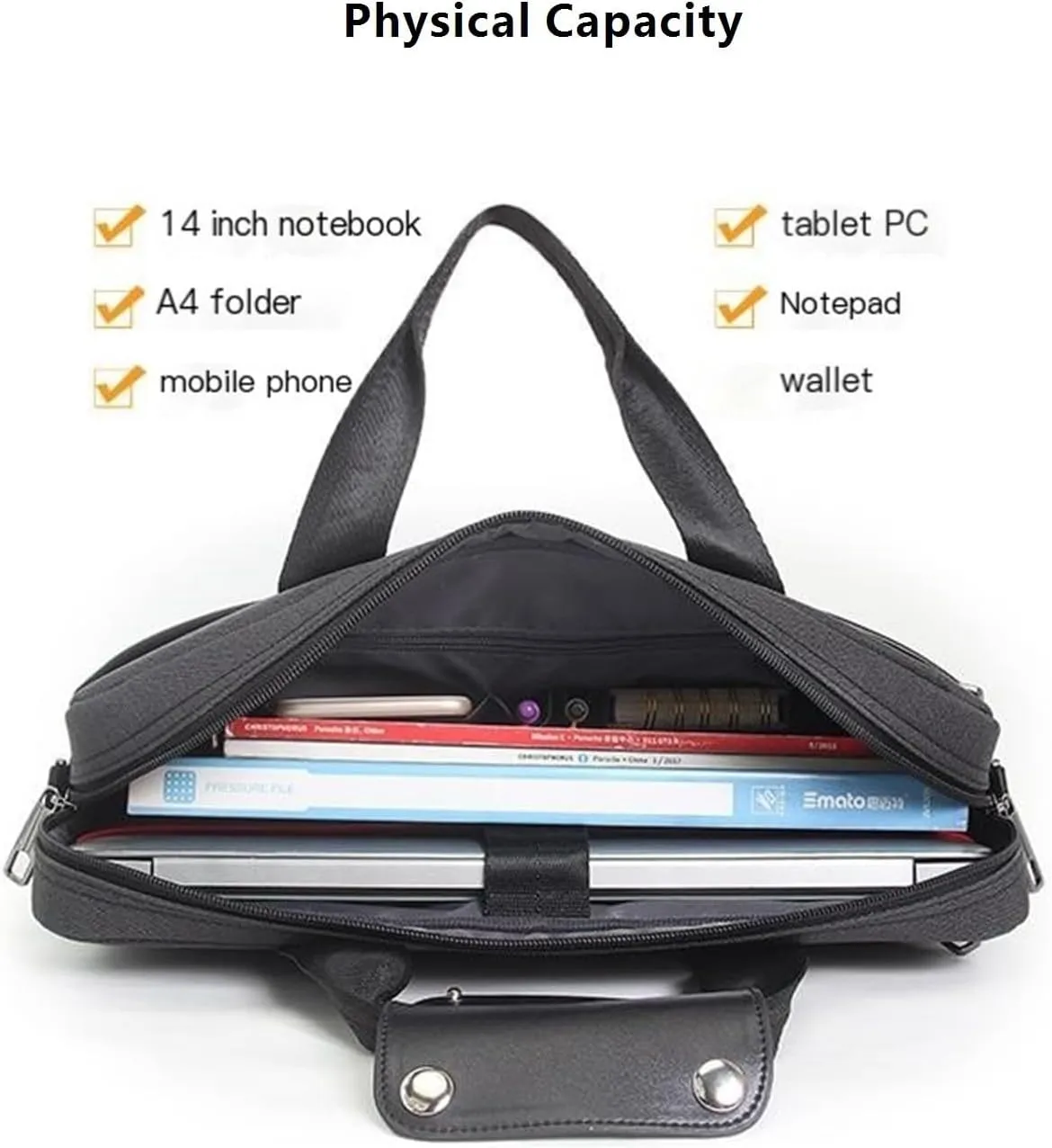 Casual Mens Computer Bag Waterproof Shoulder Bag, Oxford Fabric Wear-Resistant Briefcase Handbag, Travel Business Laptop Bag