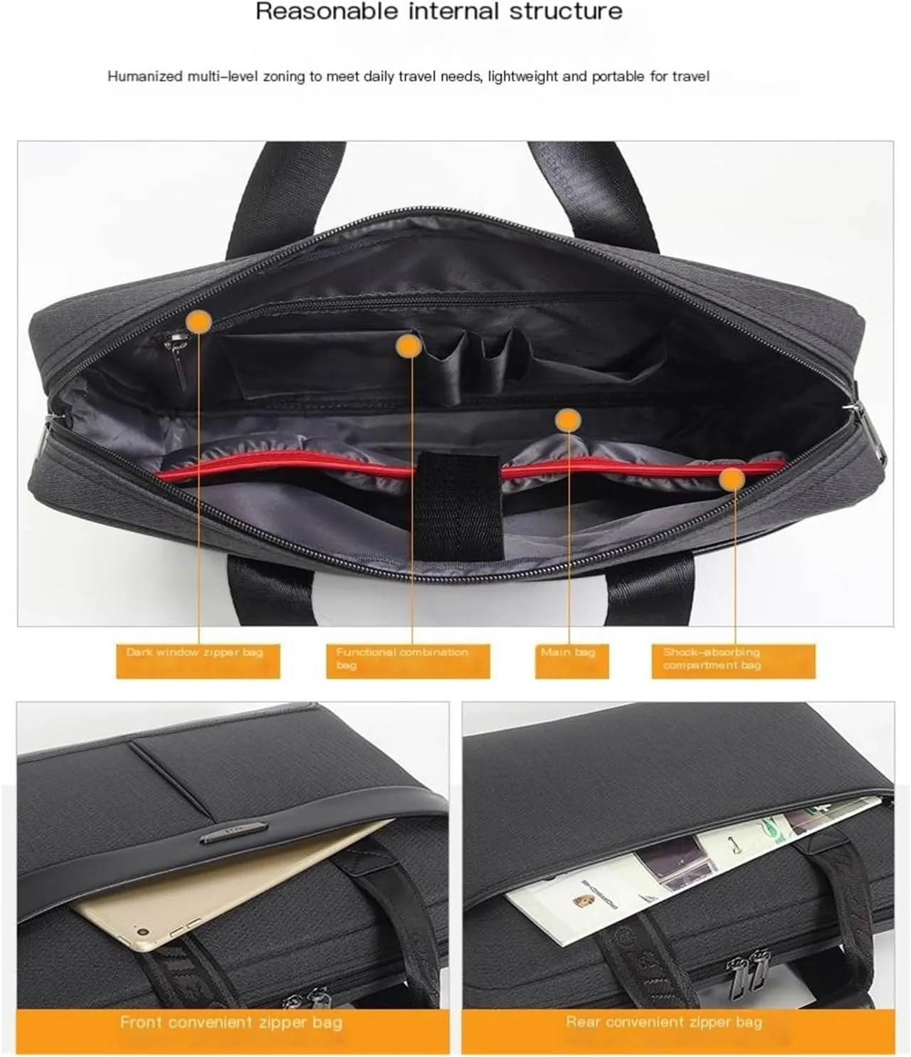 Casual Mens Computer Bag Waterproof Shoulder Bag, Oxford Fabric Wear-Resistant Briefcase Handbag, Travel Business Laptop Bag