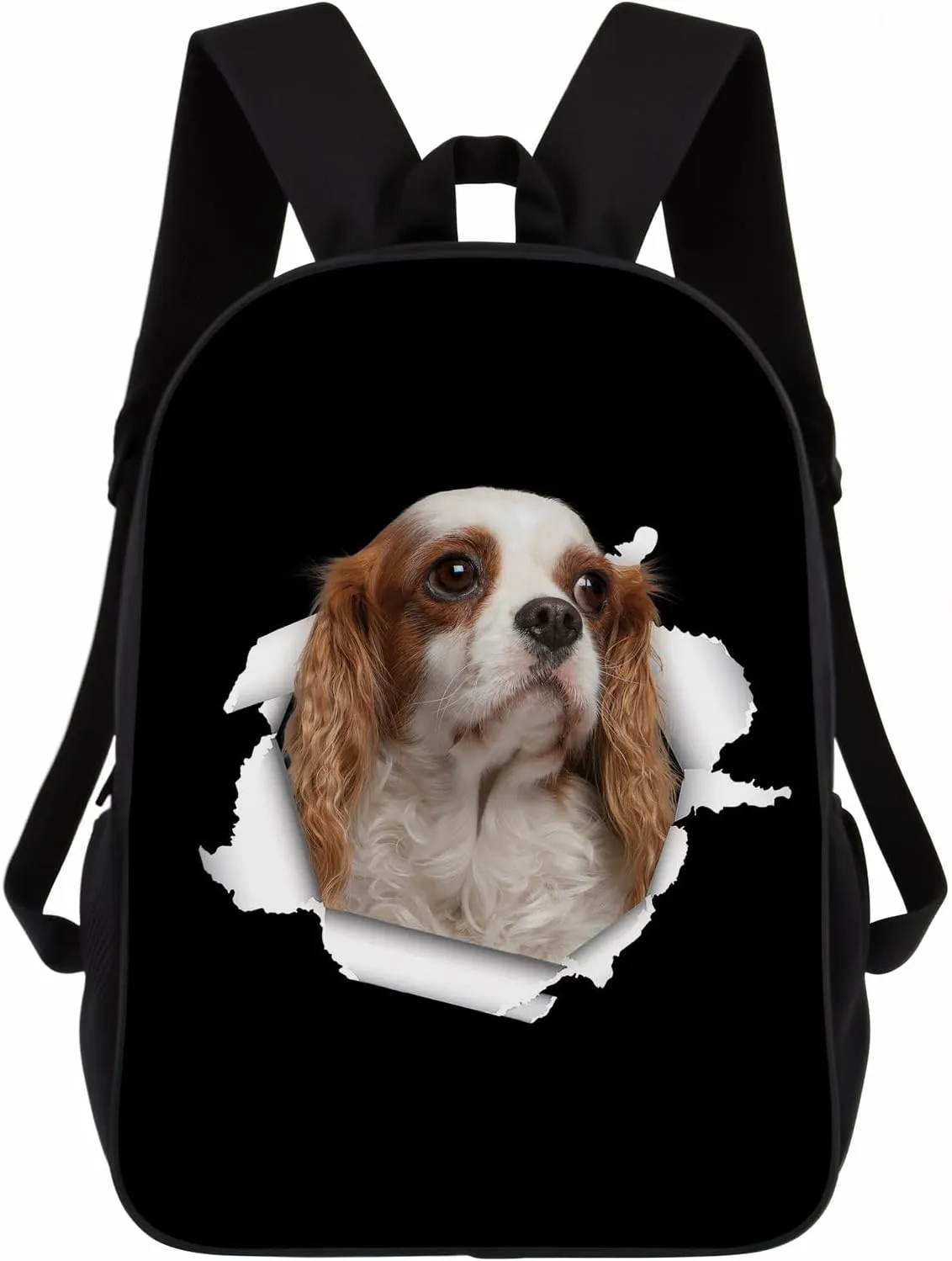 Cavalier King Charles Spaniel Backpack Daypack Lovely Dog Print Bookbag Laptop Bag For Work Travel Hiking 17 Inch Black Lightweight Style 1