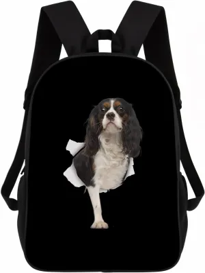 Cavalier King Charles Spaniel Backpack Daypack Lovely Dog Print Bookbag Laptop Bag For Work Travel Hiking 17 Inch Black Lightweight