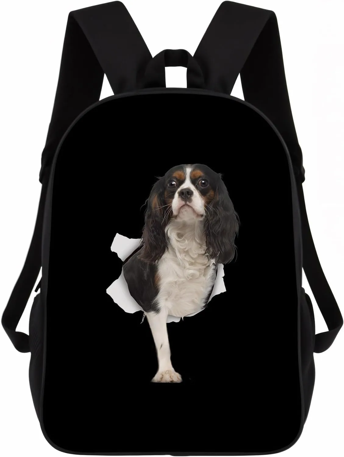 Cavalier King Charles Spaniel Backpack Daypack Lovely Dog Print Bookbag Laptop Bag For Work Travel Hiking 17 Inch Black Lightweight