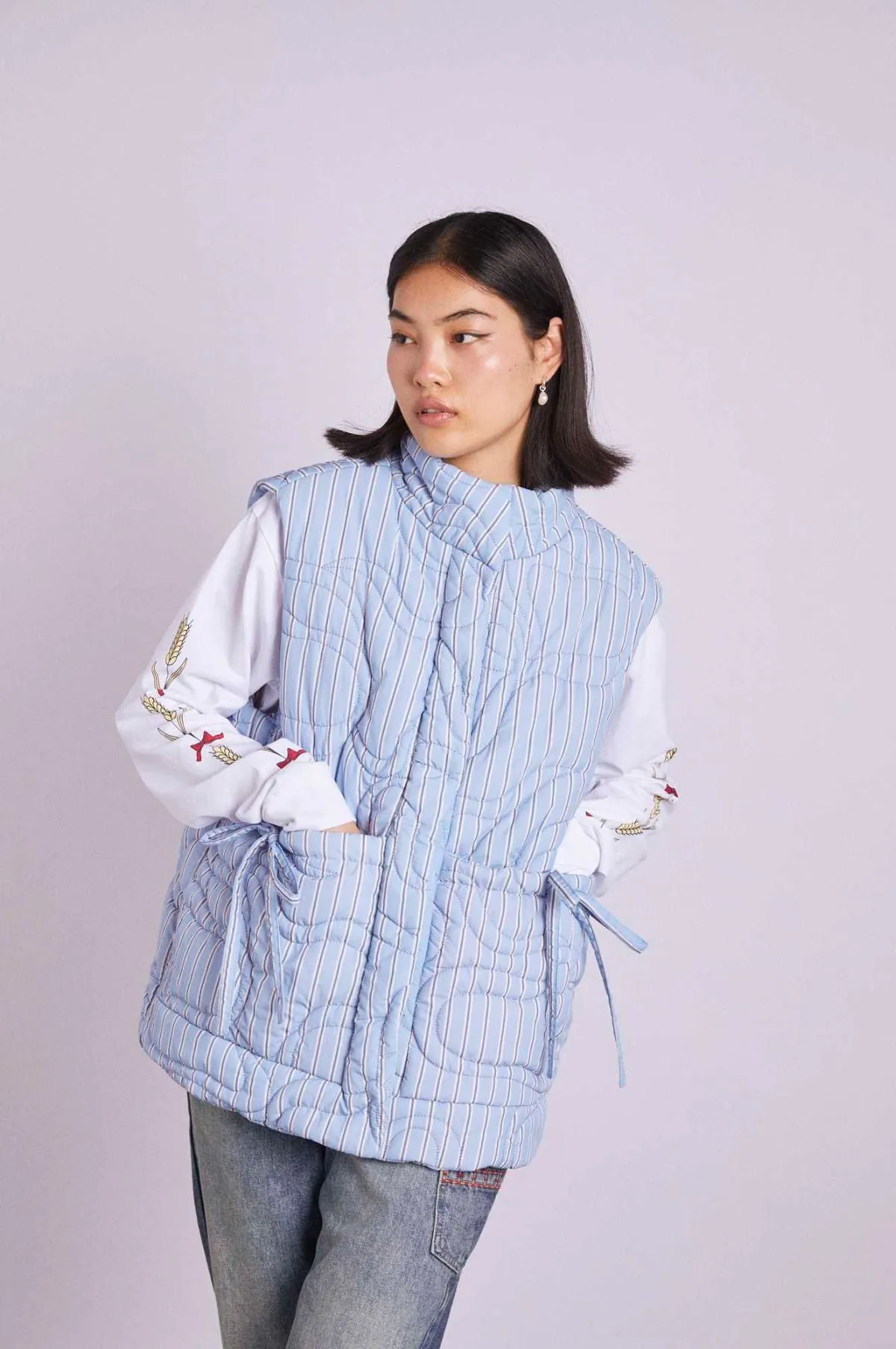 Celeste Gilet Blue Stripe