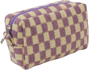 Checkerboard Makeup Bag Travel Toiletry Bag Organizer Makeup Brushes Storage Bag Checkered Pencil Case Portable Plaid Purse