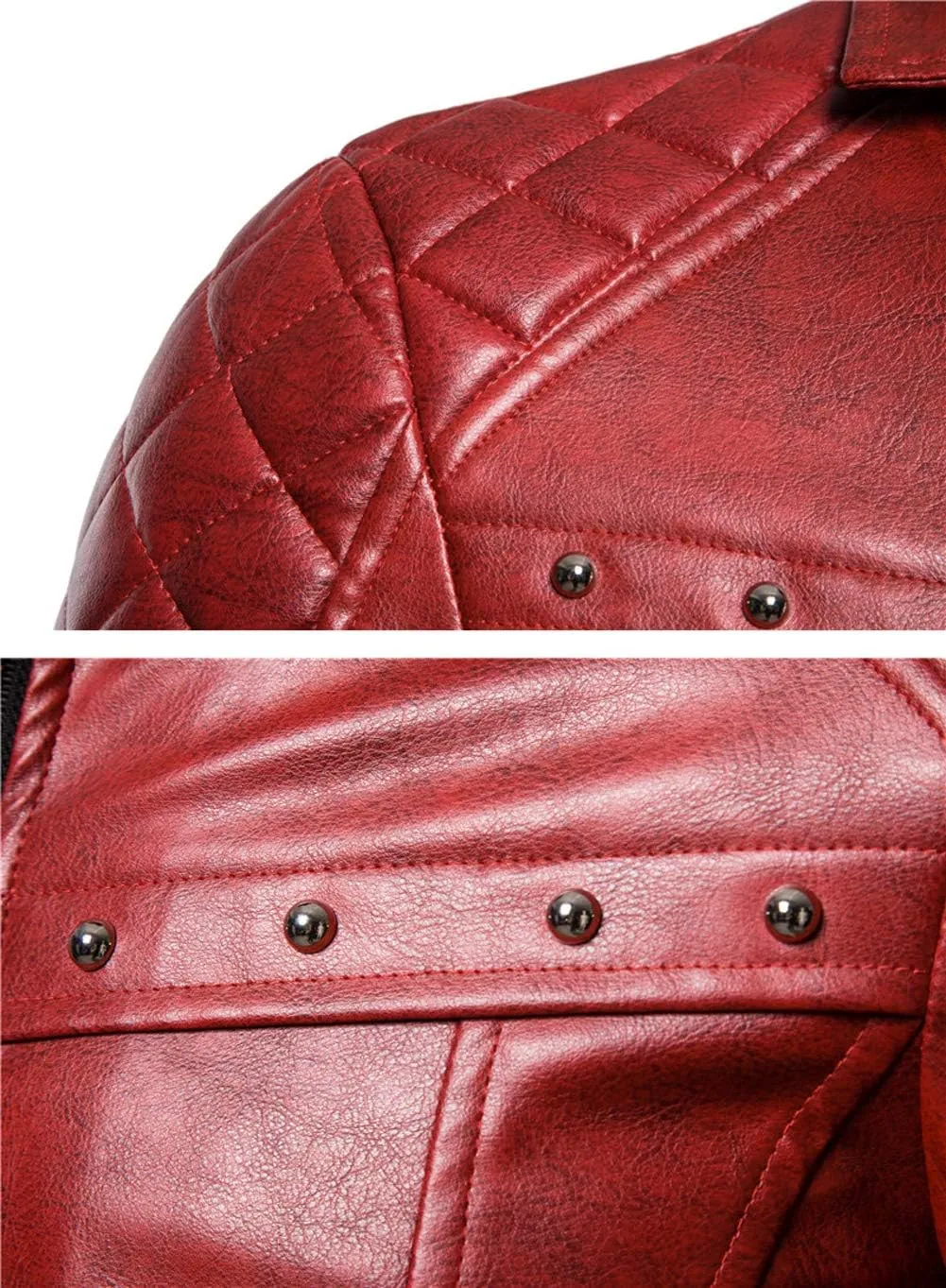 chouyatou Men's Removable Fur Collar Sherpa Lined Steampunk Faux Leather Jacket