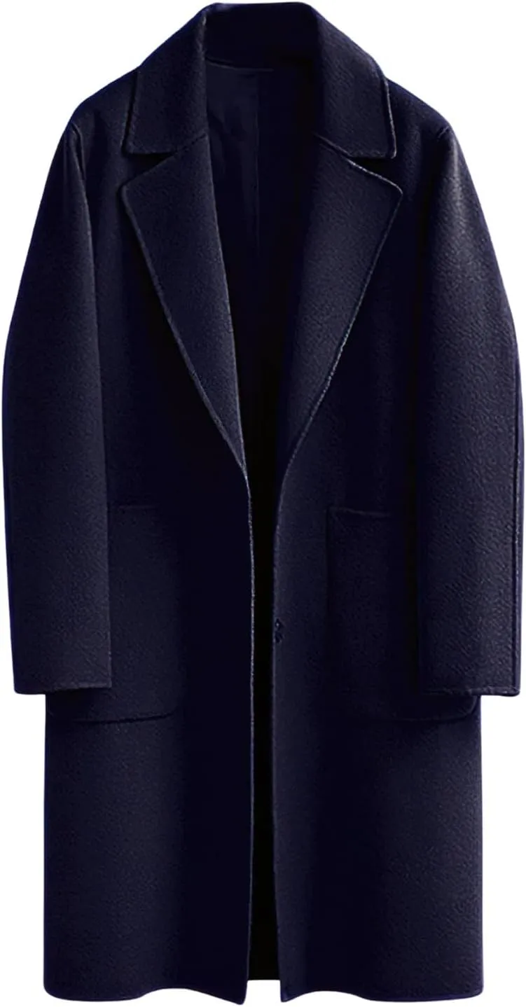 chouyatou Women's Winter Casual Single Breasted Long Wool Coat Formal Office Wool Overcoat