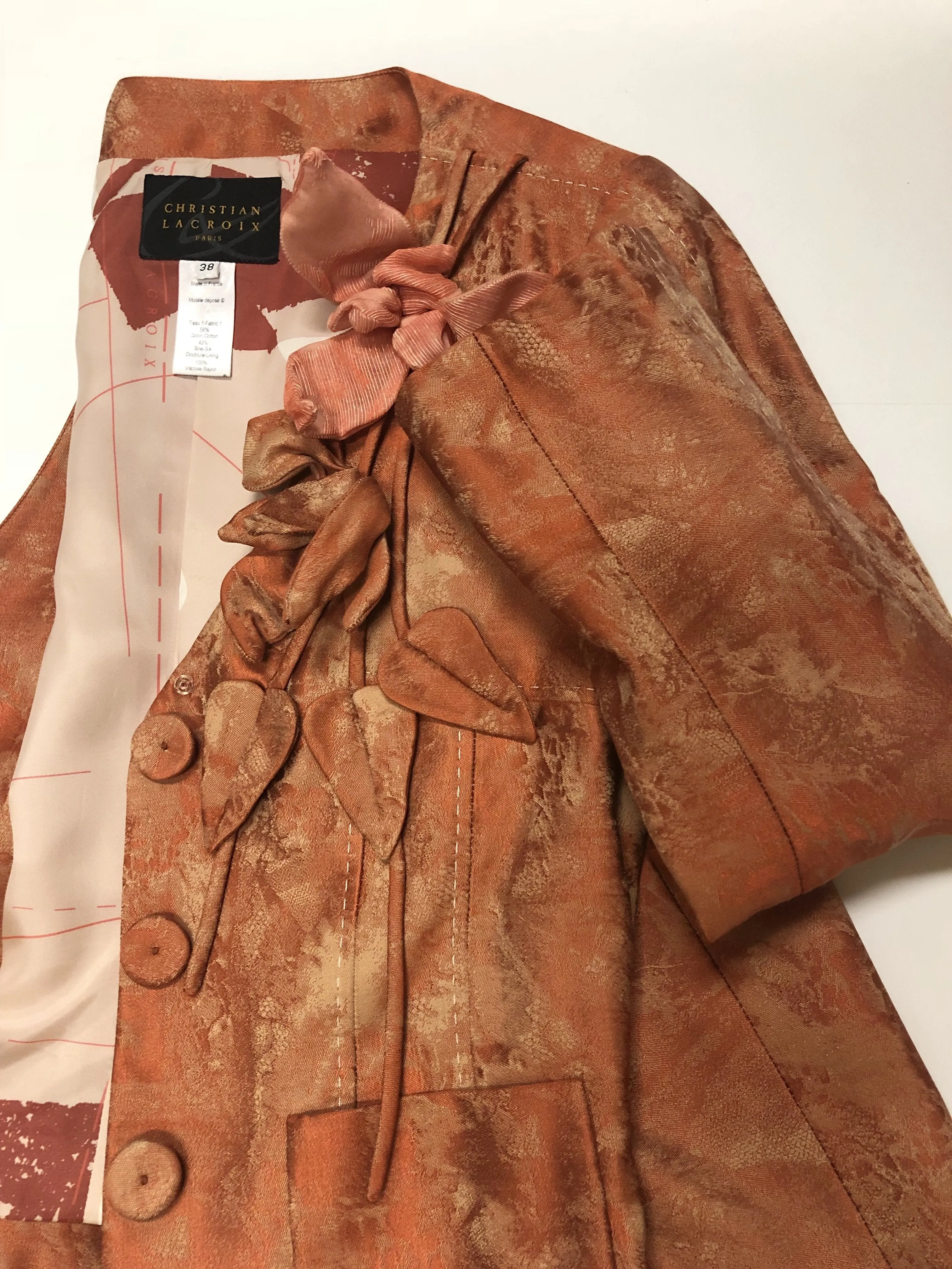 CHRISTIAN LACROIX SILK BLEND SKIRT SUIT SIZE 38