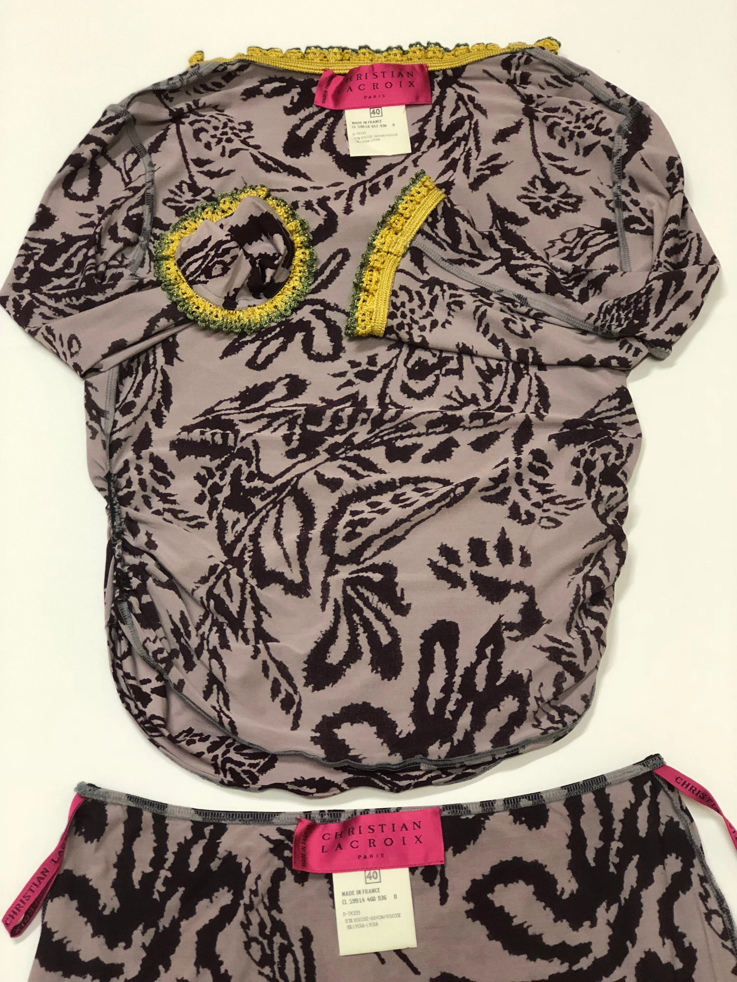 CHRISTIAN LACROIX STRETCHED 2/PC SKIRT SET EMBROIDERY 6