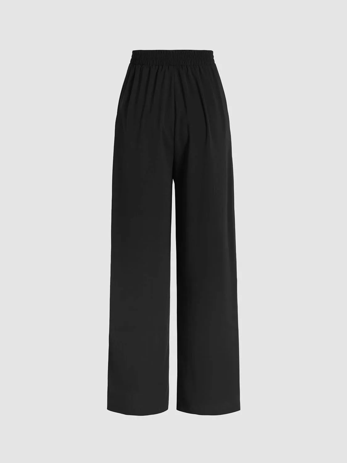 CIDER Solid High Waist Pleated Wide Leg Trousers
