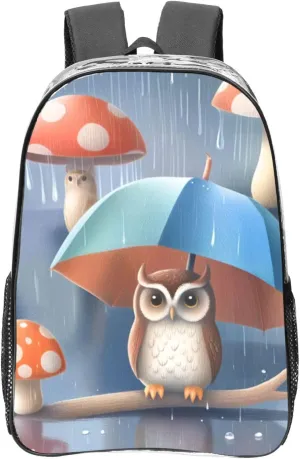 Clear Backpack, Compatible with Cute Owl Mushroom Clear Bag Stadium Approved, PVC Transparent Clear Book Bag with Adjustable Shoulder Straps for Security Work Concert Festival Travel