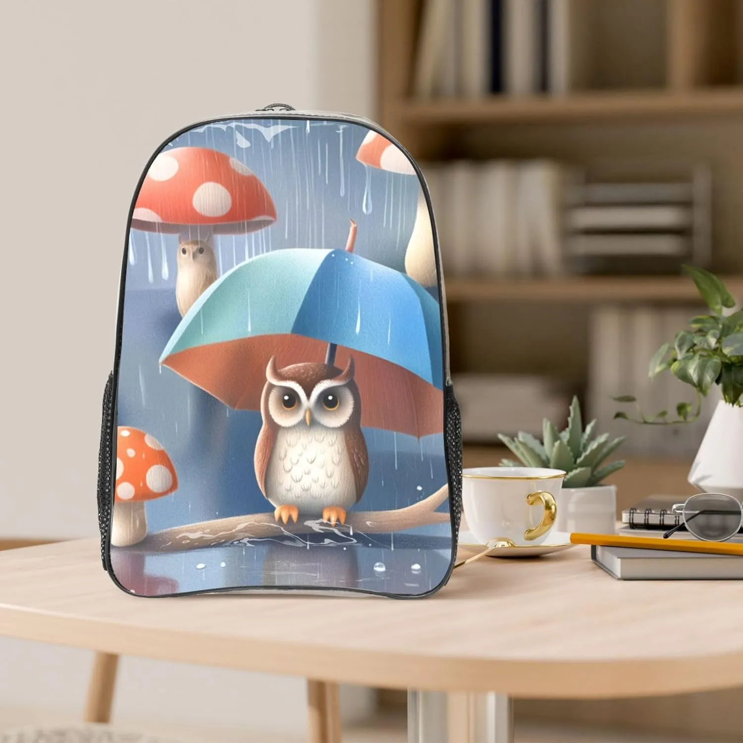 Clear Backpack, Compatible with Cute Owl Mushroom Clear Bag Stadium Approved, PVC Transparent Clear Book Bag with Adjustable Shoulder Straps for Security Work Concert Festival Travel