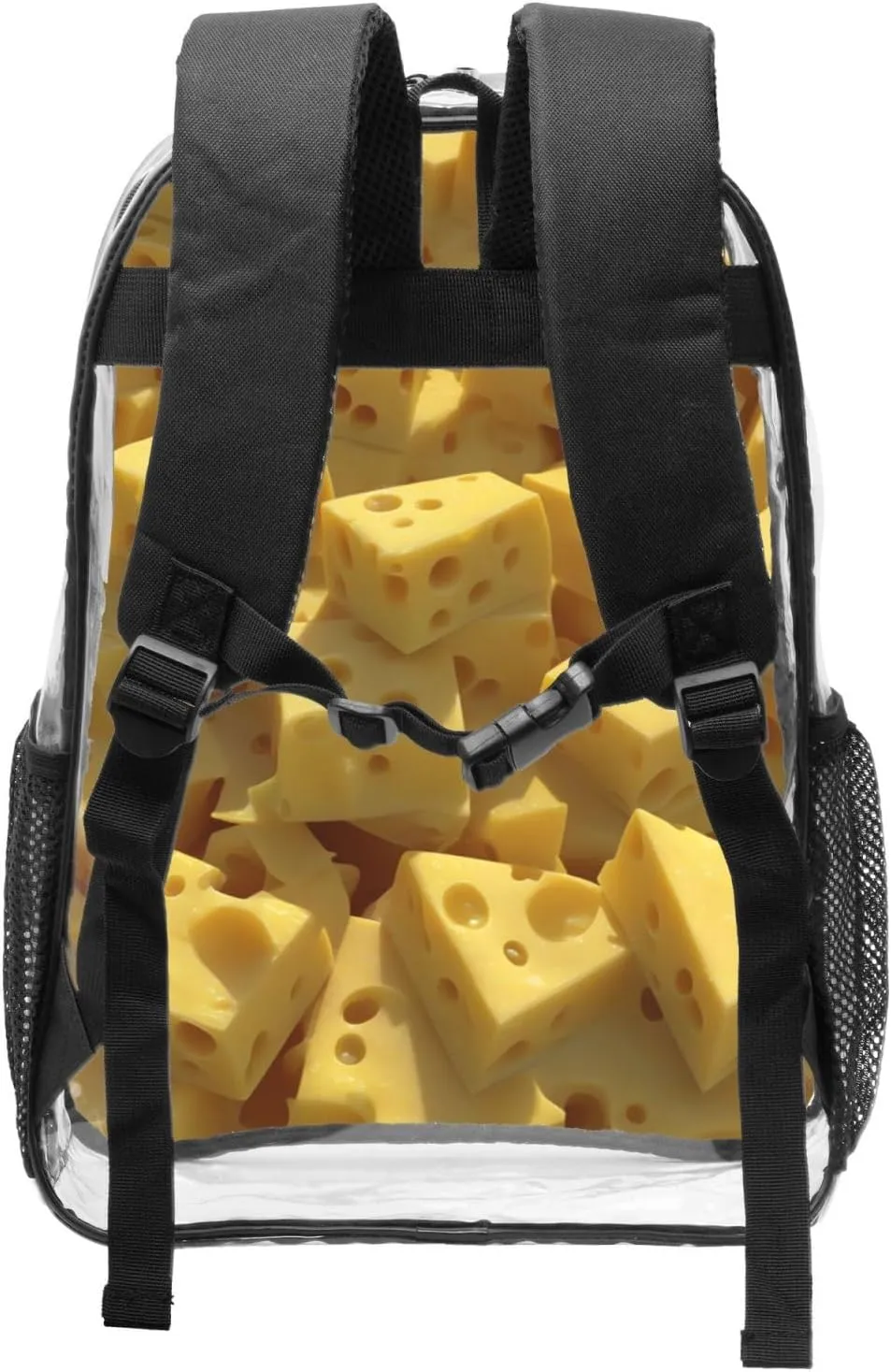 Clear Backpack Stadium Approved for Concert Festival Sport Work, Small Clear Bag with Reinforced Shoulder Straps - Compatible with Yellow Cheese Pattern Texture