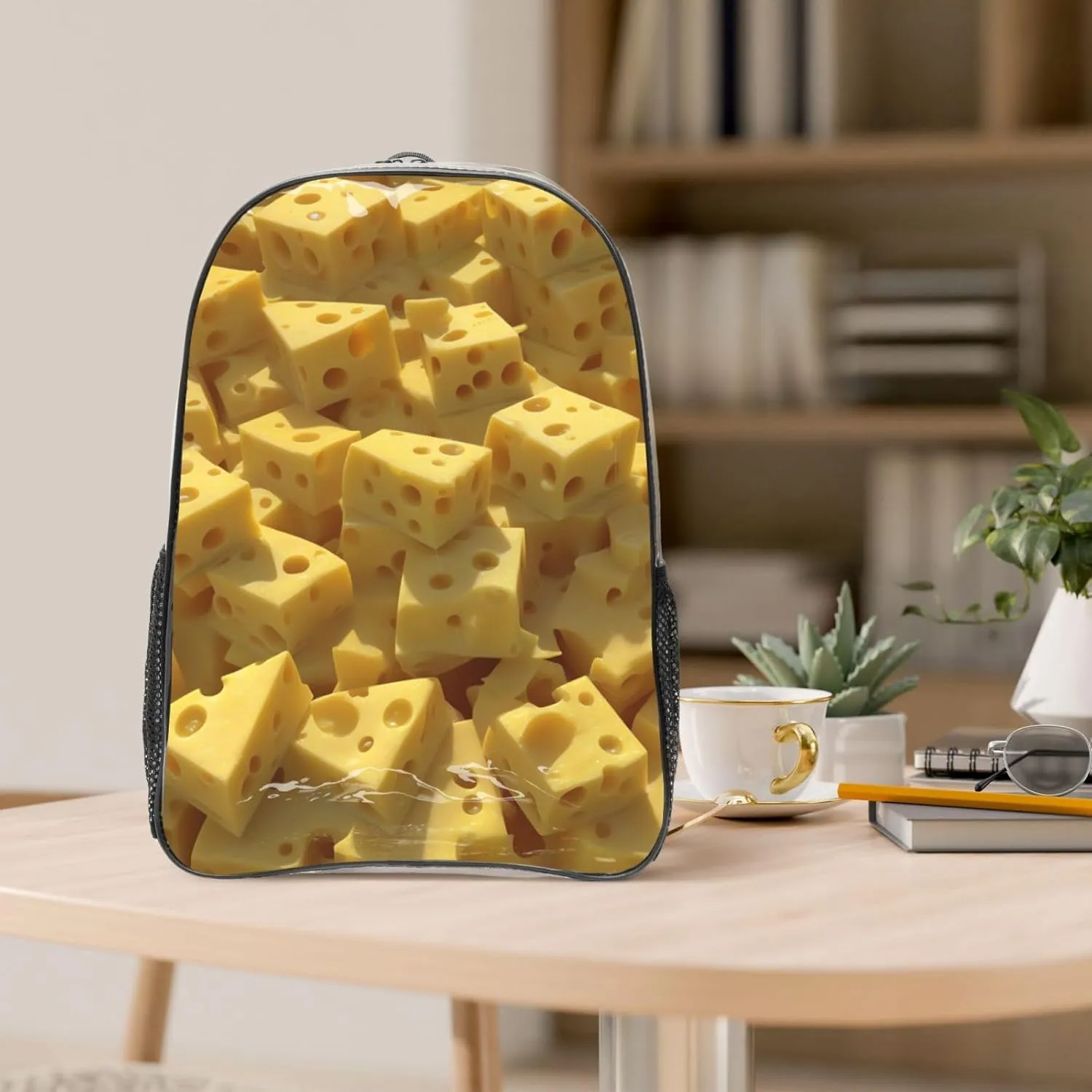 Clear Backpack Stadium Approved for Concert Festival Sport Work, Small Clear Bag with Reinforced Shoulder Straps - Compatible with Yellow Cheese Pattern Texture