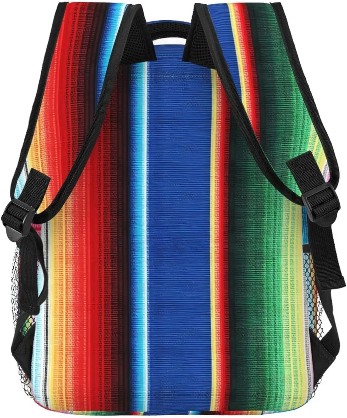 Colorful Mexican Stripes Backpack Casual Pack Bag Laptop Backpack With Side Pocket Front Zipper Pocket Bookpack Travel Daypack Picnic Rucksack