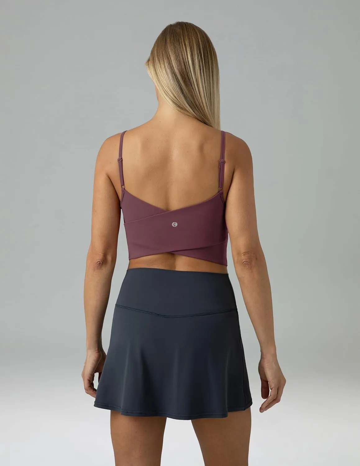 Colorfulkoala Women's Dreamlux Crop Tank Tops with Built in Bra Adjustable Spaghetti Strap Workout Yoga Camisole