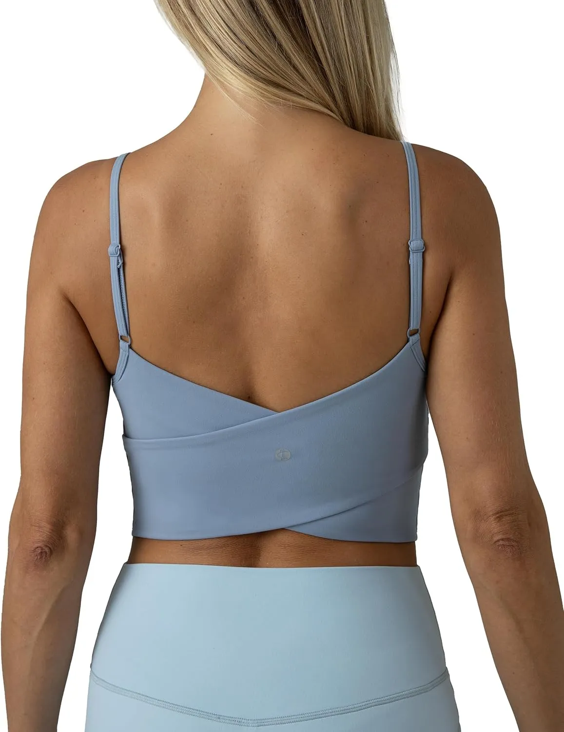 Colorfulkoala Women's Dreamlux Crop Tank Tops with Built in Bra Adjustable Spaghetti Strap Workout Yoga Camisole