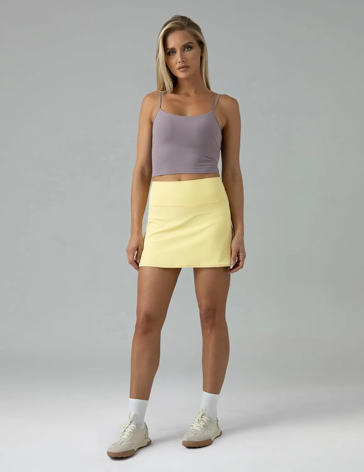 Colorfulkoala Women's Dreamlux Crop Tank Tops with Built in Bra Adjustable Spaghetti Strap Workout Yoga Camisole