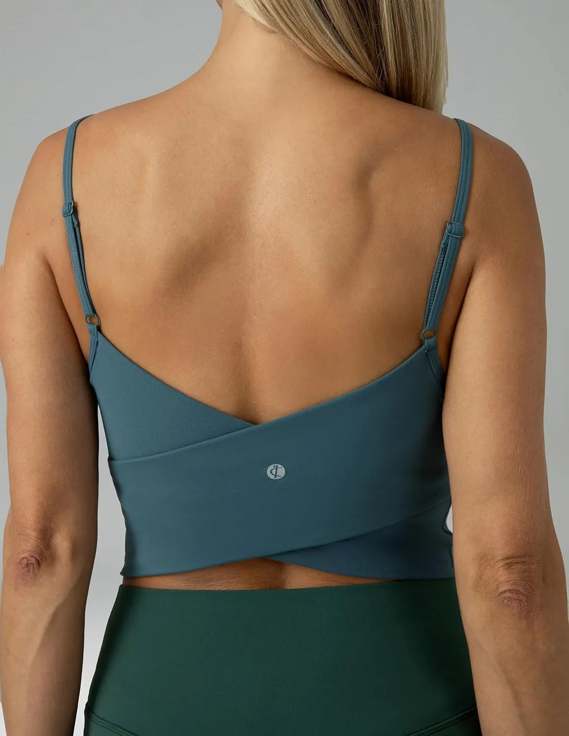 Colorfulkoala Women's Dreamlux Crop Tank Tops with Built in Bra Adjustable Spaghetti Strap Workout Yoga Camisole