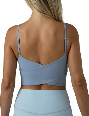 Colorfulkoala Women's Dreamlux Crop Tank Tops with Built in Bra Adjustable Spaghetti Strap Workout Yoga Camisole