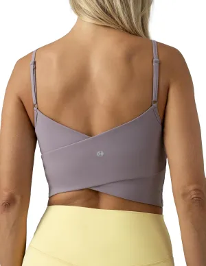 Colorfulkoala Women's Dreamlux Crop Tank Tops with Built in Bra Adjustable Spaghetti Strap Workout Yoga Camisole
