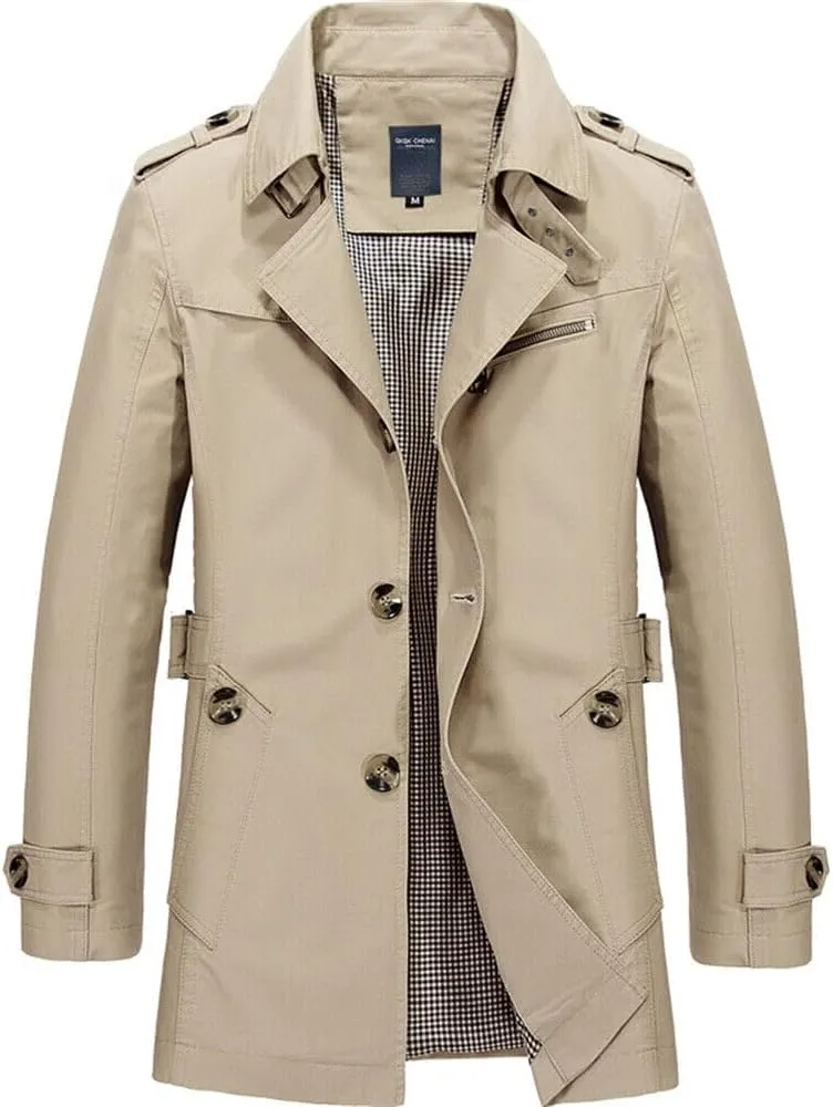 crazynekos Men's Cotton Coat Single Breasted Overcoat Winter Warm Hooded Trench Coat