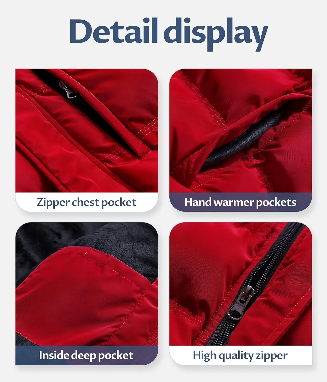 CREATMO US Men's Puffer Jacket Waterproof Winter Parka jacket Warm Thicken Ski Coat