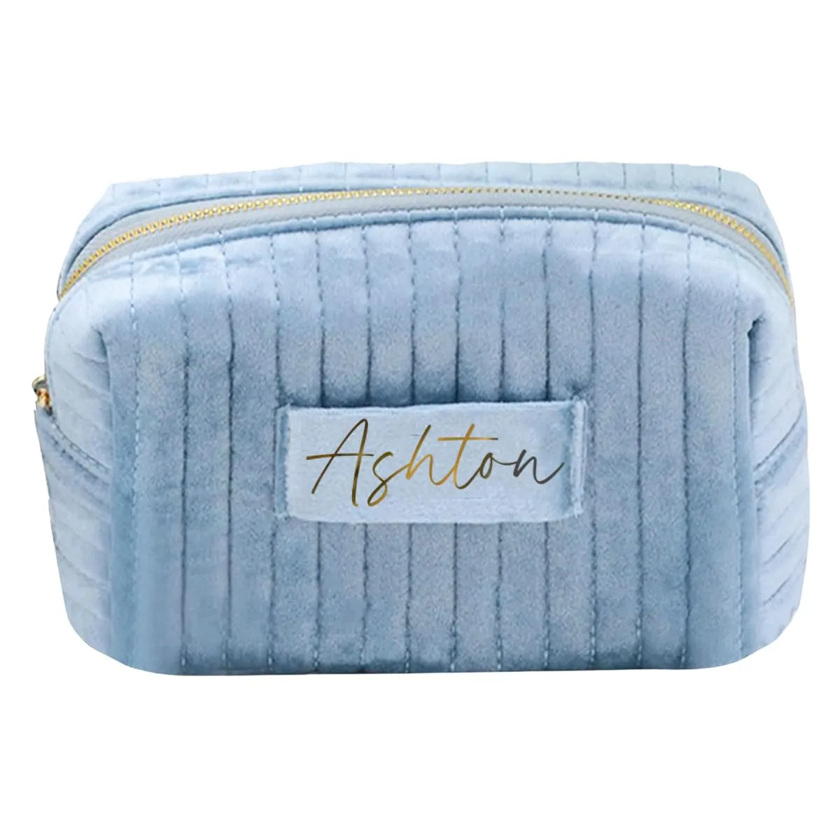 Custom Velvet Makeup Bag Zipper Pouch Quilted Personalized Travel Cosmetic Organizer for Women, Travel Toiletry Bag, Aesthetic Organizer Storage Pouch for Purse