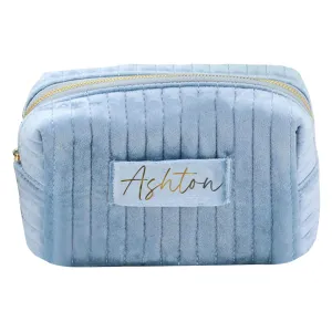 Custom Velvet Makeup Bag Zipper Pouch Quilted Personalized Travel Cosmetic Organizer for Women, Travel Toiletry Bag, Aesthetic Organizer Storage Pouch for Purse