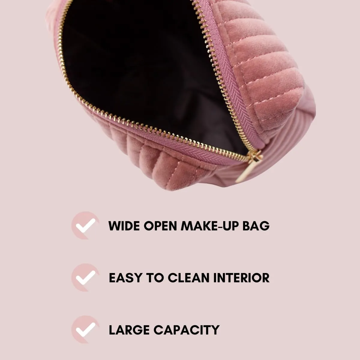 Custom Velvet Makeup Bag Zipper Pouch Quilted Personalized Travel Cosmetic Organizer for Women, Travel Toiletry Bag, Aesthetic Organizer Storage Pouch for Purse