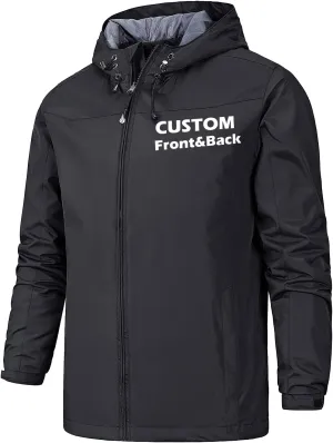 Custom Waterproof Jacket for Men Lightweight Windbreaker Rain Coat with Hood Add Your Logo