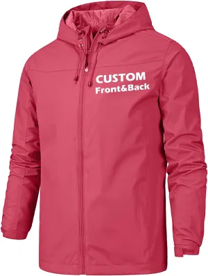 Custom Waterproof Jacket for Men Lightweight Windbreaker Rain Coat with Hood Add Your Logo