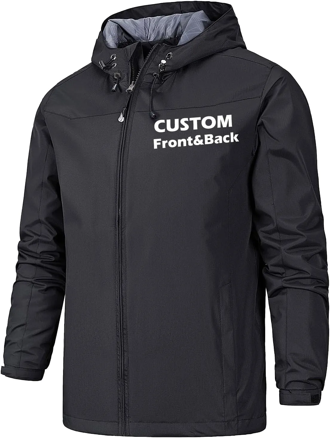 Custom Waterproof Jacket for Men Lightweight Windbreaker Rain Coat with Hood Add Your Logo