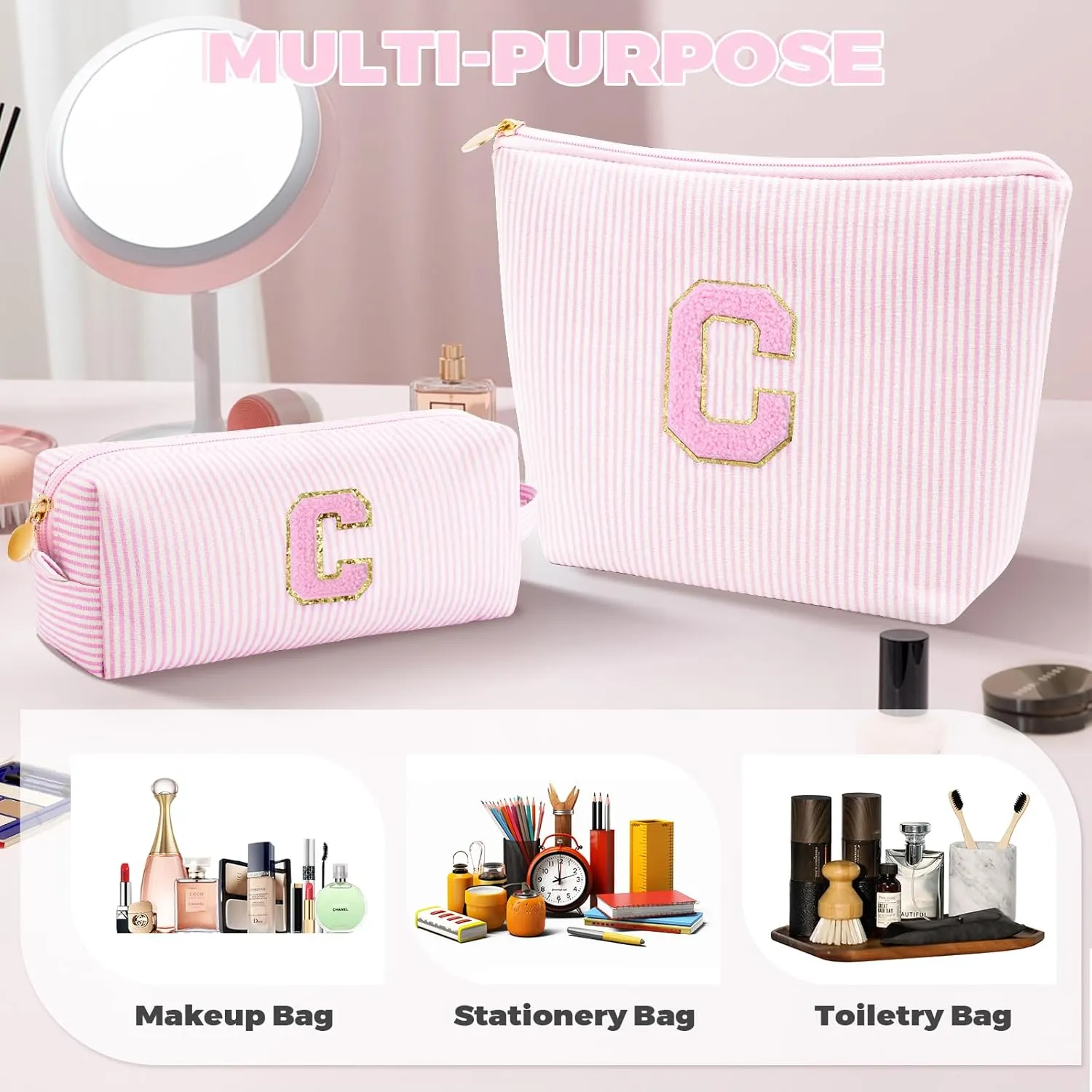 Customized Mothers Day Gifts - Birthday Gift for Mom,Gifts From Daughter,Mother in Law Gifts,Mama Gift Idea,Makeup Bag Set Cosmetic Bag - Pink,C