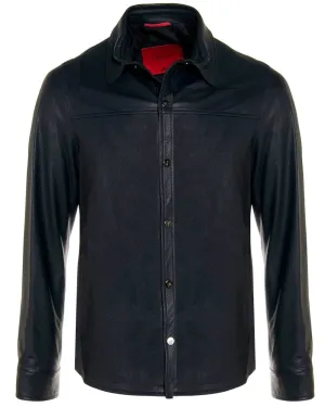 Dark Denim Leather Overshirt