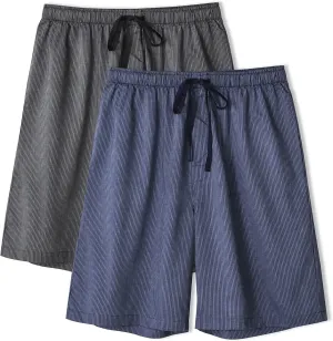 DAVID ARCHY Men's 2 Pack Comfy Cotton Sleep Shorts Lounge Wear Pajama Pants
