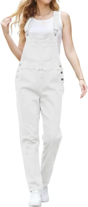 Denim Overalls for Womens Bib Overalls Adjustable Shoulder Strap Jumpsuit Loose Fit Jean Stretchy Carpenter Pants