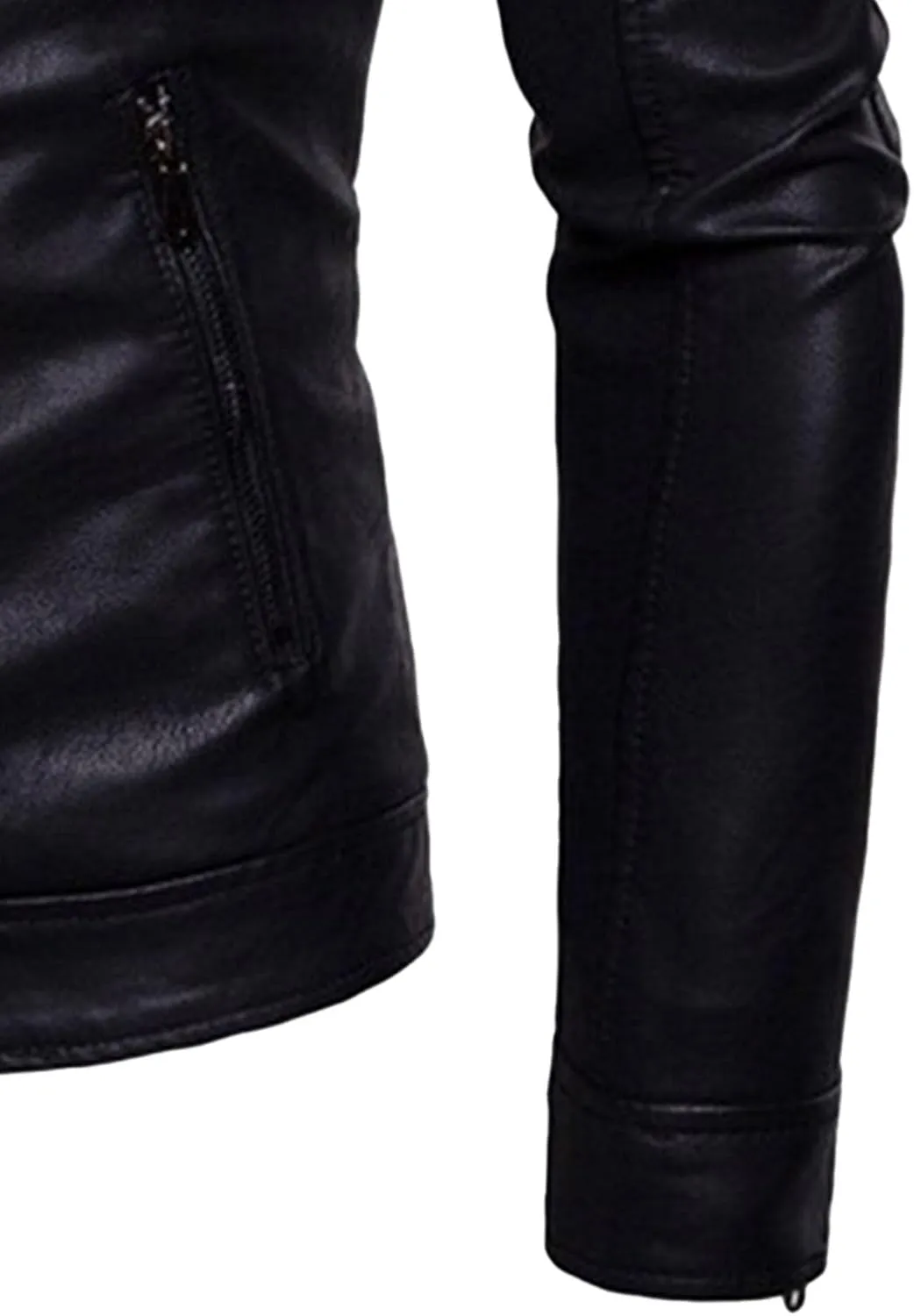 DGHM-JLMY Men's Motorcycle Leather Jacket With Double Zippers Classic Biker PU Jacket Vintage Stand Collar Rider Jacket Coat
