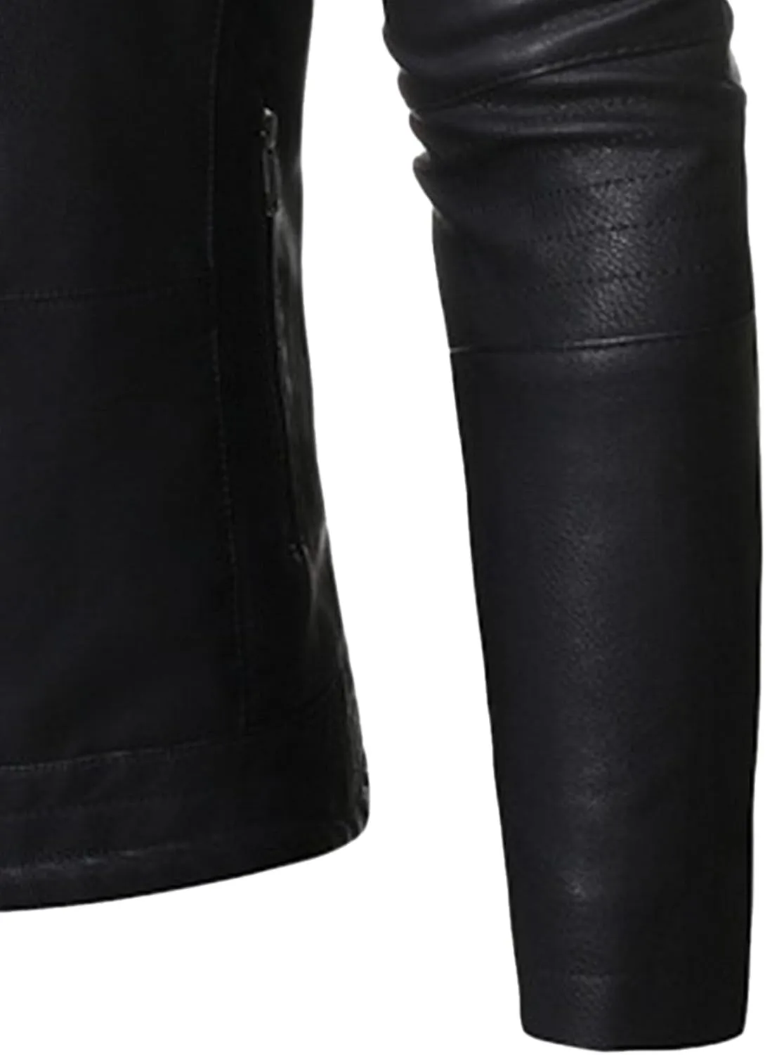 DGHM-JLMY Men's Motorcycle Leather Jacket With Double Zippers Classic Biker PU Jacket Vintage Stand Collar Rider Jacket Coat