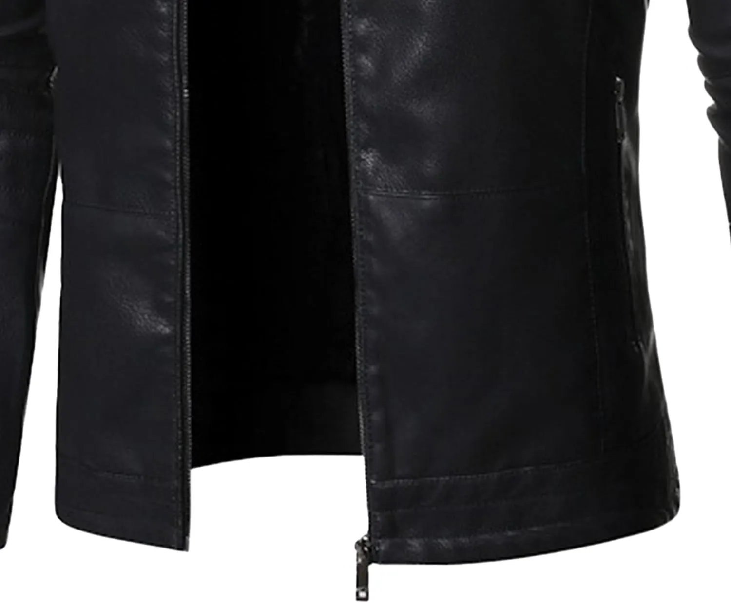 DGHM-JLMY Men's Motorcycle Leather Jacket With Double Zippers Classic Biker PU Jacket Vintage Stand Collar Rider Jacket Coat