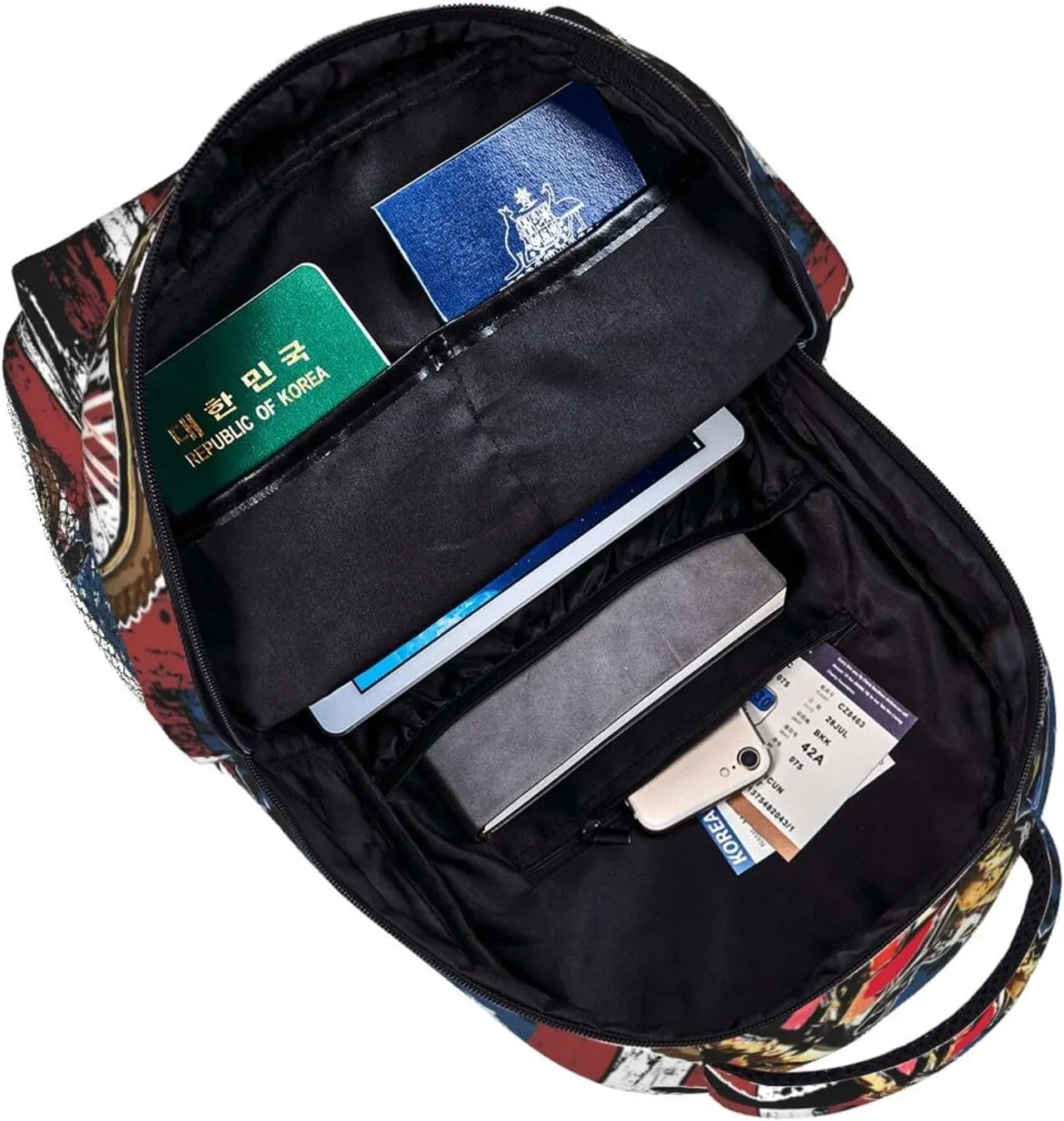 Dirt Bike Racing Motocross Race American Flag Backpack Casual Pack Bag Laptop Backpack With Side Pocket Front Zipper Pocket Bookpack Travel Daypack Picnic Rucksack