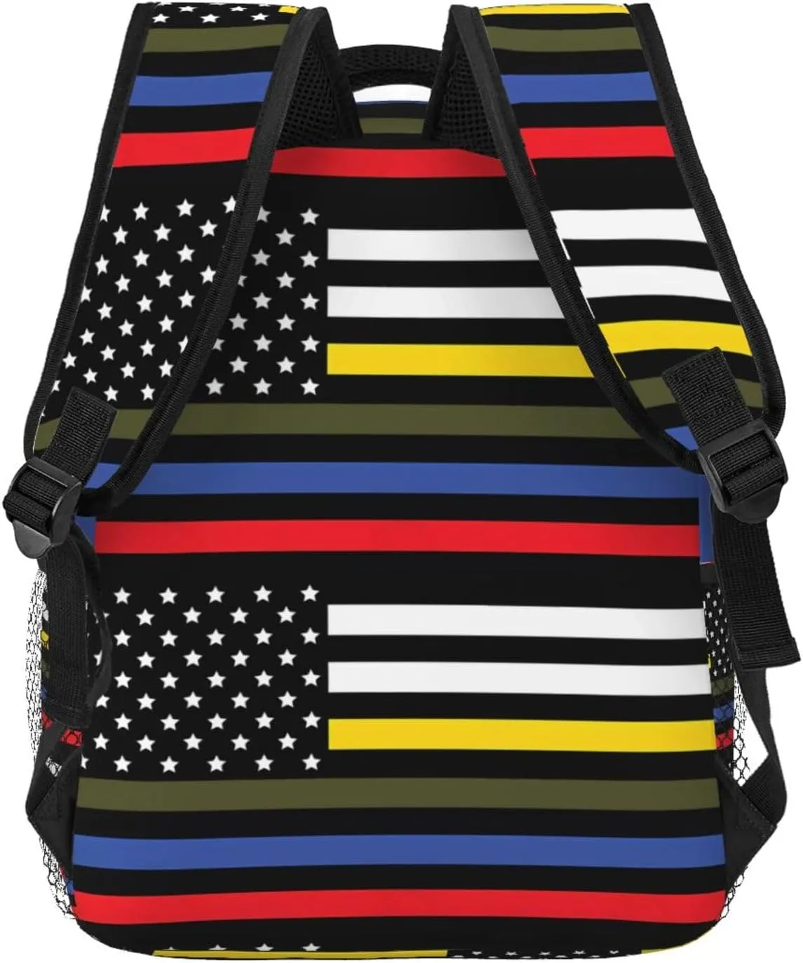 Dispatch Police Military Fire Flag Backpack Casual Pack Bag Laptop Backpack With Side Pocket Front Zipper Pocket Bookpack Travel Daypack Picnic Rucksack