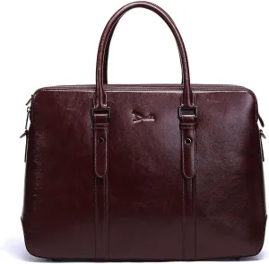 DOSHI - Large Classic Vegan Briefcase 3 for Men and Women - Premium Microfiber Vegan Leather Briefcase Laptop Bag