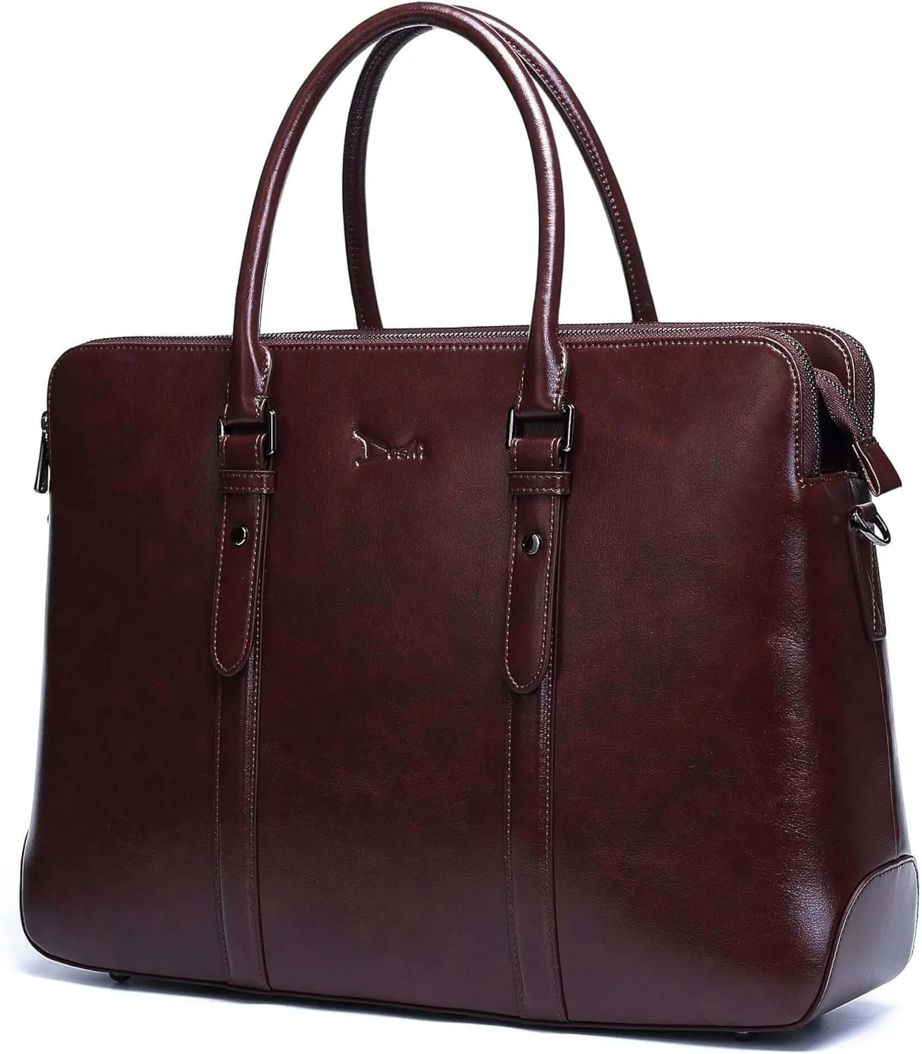DOSHI - Large Classic Vegan Briefcase 3 for Men and Women - Premium Microfiber Vegan Leather Briefcase Laptop Bag