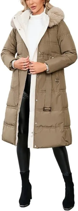 ebossy Women's Quilted Thicken Down Puffer Jacket Cotton Padded Hooded Winter Warm Coat Outwear